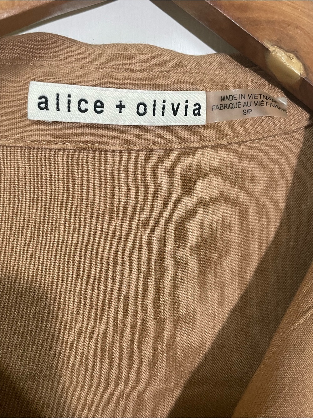 Alice + Olivia Dress Size Small Linen Blend Tan Utilitarian Neutral Mini Minimal - Picture 5 of 7